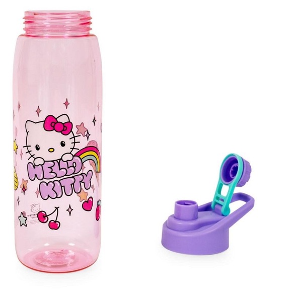 Sanrio Hello Kitty Rainbow Treats and Stars Water Bottle with Lid 28 Ounces NWT. - Picture 2 of 11